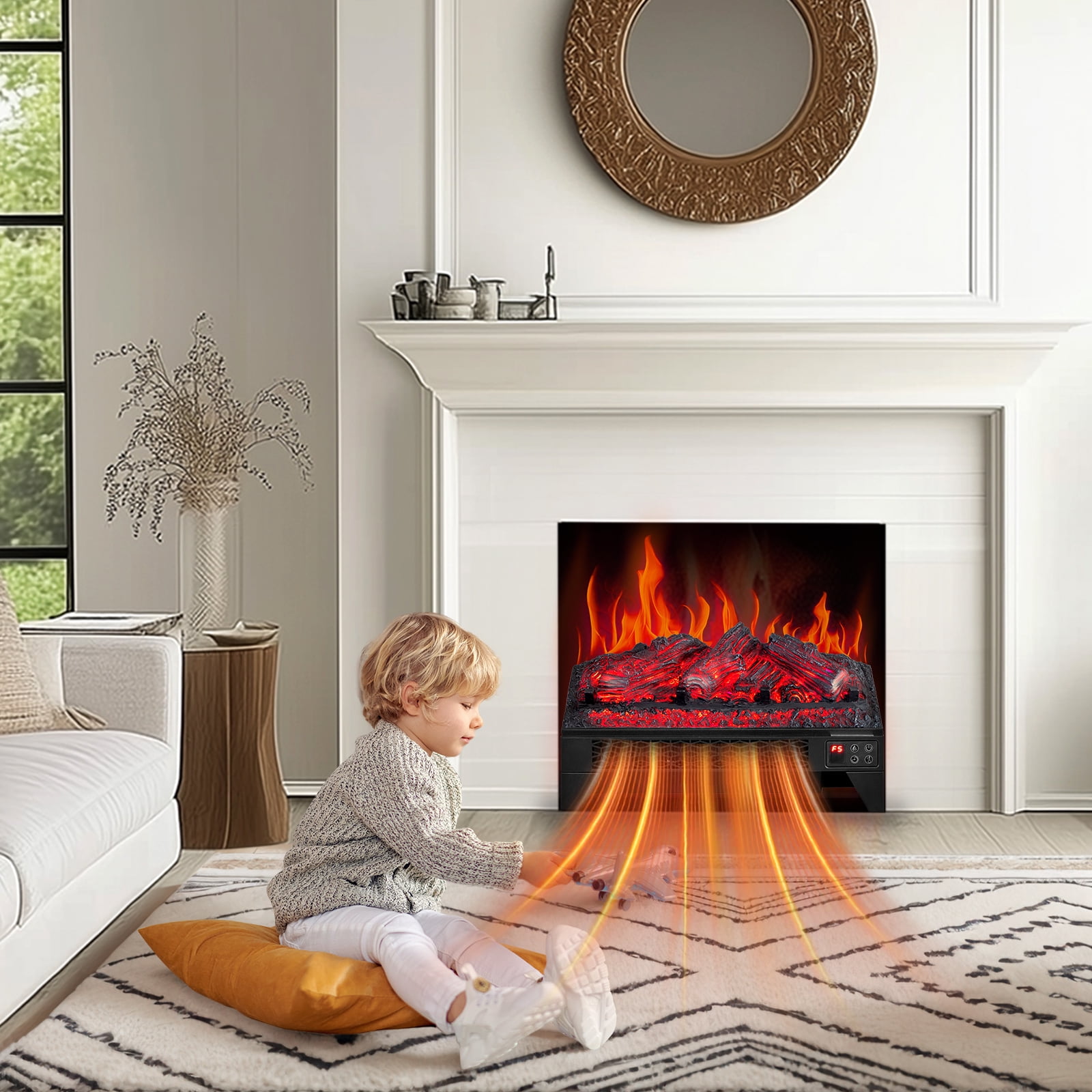 Zimtown 23'' Electric Fireplace Insert w/Remote & WiFi Control