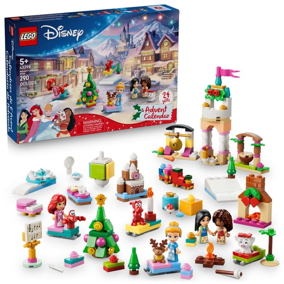 LEGO Disney Princess Advent Calendar 2026 - Christmas Advent Calendars for Kids, Ages 5 - Includes Cinderella, Moana, Ariel and Mulan Microdolls - 43298