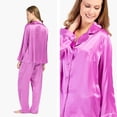 thumbnail image 4 of Fishers Finery Women's 100% Pure Mulberry Silk Long Pajama Set with Gift Box (Orchid, L), 4 of 4