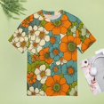 thumbnail image 4 of Nostalgic Vintage Floral Womens Tops Women's Fashion Casual Short Sleeve Flower Print Round Neck Pullover Top Blouse, 4 of 6