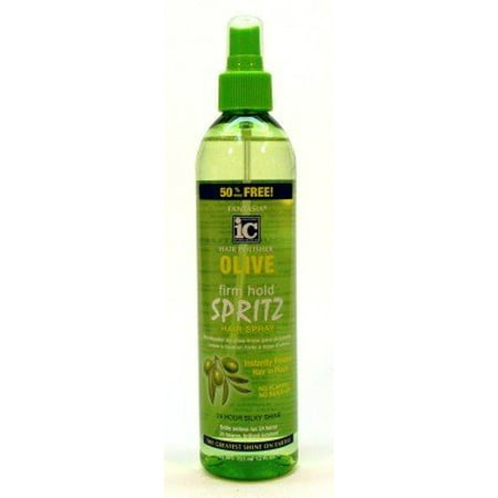 Fantasia Polisher Spritz Olive Firm Hold 12 oz. Bonus Pump (3-Pack) with Free Nail (Best Spritz For Black Hair)