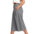 thumbnail image 6 of Mifsaly Plus Size Cropped Linen Pants Women Pleated Front High Waist Capris Lightweight Flowy Everyday Casual Work Office Bottoms with Pockets Gray,XXXXL, 6 of 7