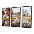 thumbnail image 3 of Designart "Farmhouse Rural gracefulness I" Landscape & Nature Framed Wall Art Set Of 3 - Yellow Farm Frame Gallery Set For Office Decor, 3 of 6