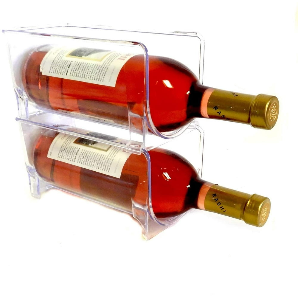 2 pack Stackable Fridge and Freezer Wine Bottle Holder Kitchen Storage