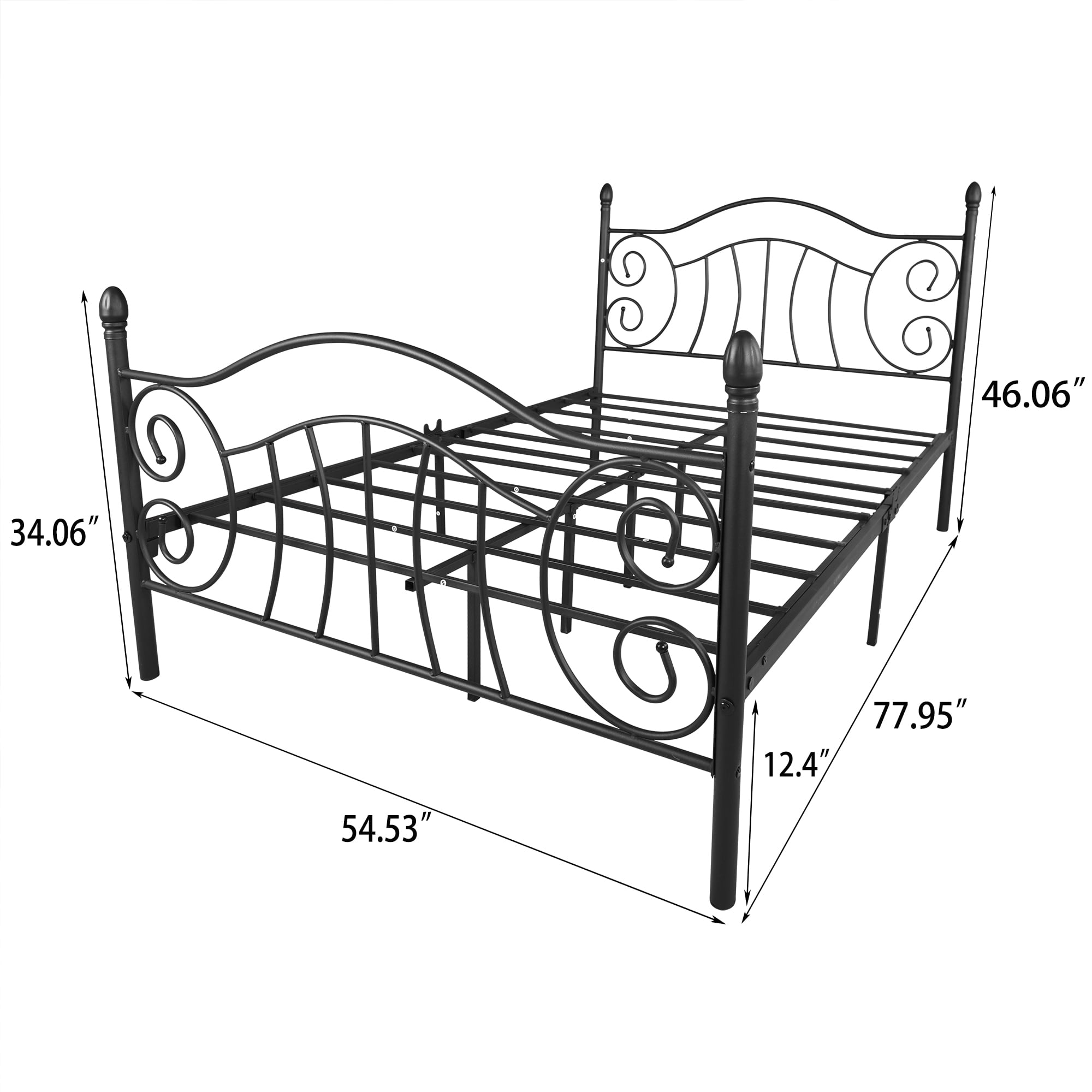Buy Vintage Sturdy Metal Bed Frame Full Size with Vintage Headboard and