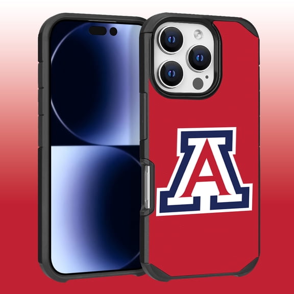 Apple iPhone 16 Pro (6.3) - Licensed NCAA University of Arizona Wildcats Logo on Red Textured Dual Layer Case