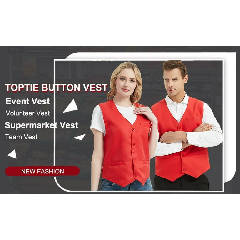 TOPTIE Waiter Uniform Unisex Button Vest For Supermarket Clerk &  Volunteer-Black-US Size 3XL : : Clothing, Shoes & Accessories