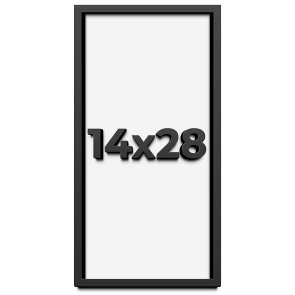 14x28 Shadow Box Frame Black | 1 inches Deep Real Wood Contemporary Shadowbox Display Frame | UV