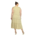 thumbnail image 3 of White Mark Women's Plus Size Scoop Neck Tiered Midi Dress, 3 of 5