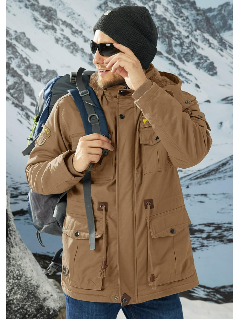 TACVASEN Men's Winter Coat Military Jacket Fleece Lined Parka