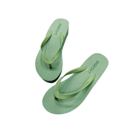 

Wazshop Ladies Tongs Sandal Beach Flip-flops Wedge Summer Sandals Comfort Slip On Casual Shoes Womens Footbeds Low Heel Lightweight Light Green 8