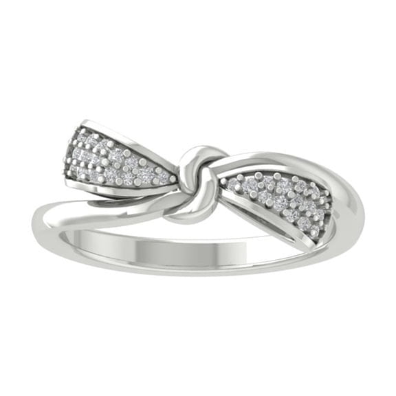 ARAIYA FINE JEWELRY 10K White Gold Round Diamond Band Ring (1/8 cttw, I2-I3 Clarity, I-J Color) Size 5