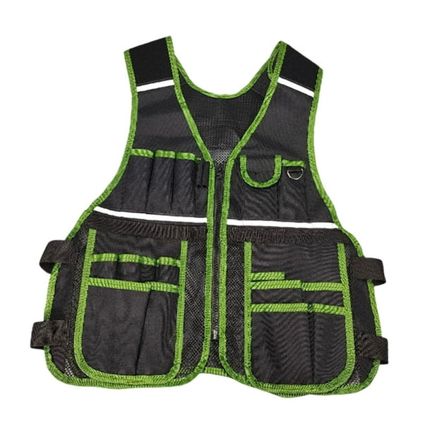 Bolsa portaherramientas tipo chaleco, multiusos, de tela Oxford resistente con bolsillos para herramientas. verde