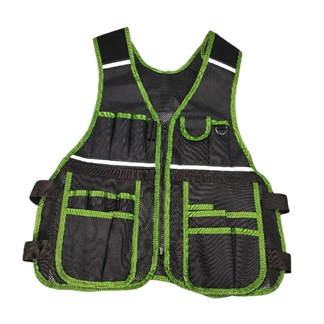 S SERENABLE Electrician Tool Vest Premium Work Vest for Construction Workshops Craftsmen green