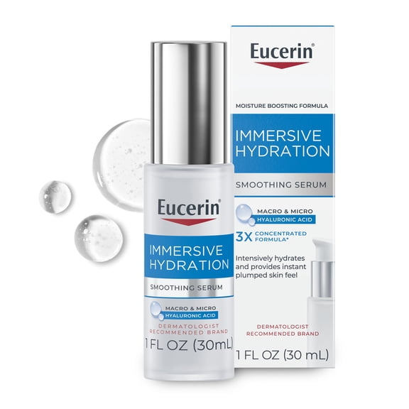 Eucerin Immersive Hydration Smoothing Face Serum with Hyaluronic Acid, 1 fl oz