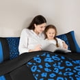 thumbnail image 5 of Homewish Navy Leopard Print Bedding Comforter Set for Female, Chic Stripe Abstract Twin Comforter Sets, Modern Fashion Art Reversible Bedding Set, Lightweight Room Decor, 2pcs, 5 of 8