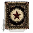 thumbnail image 2 of Western Stars Brown Waterproof Fabric Shower Curtain, Farmhouse Country Vintage Wood Grain Shower Curtain for Bathroom Curtains Bathtubs Hotel Washable Shower Curtains with 12 Hooks Small 36x78in, 2 of 6