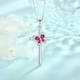 thumbnail image 4 of FJ Butterfly Cross Necklace 925 Sterling Silver Ruby Pendant July Birthstone Necklace Religious Crucifix Jewelry Gifts for Women, 4 of 6