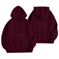 thumbnail image 4 of Huankd Womens 2 Piece Outfits Lounge Hoodie Oversized Sweatshirt Jogger Sweatpants Y2K Tracksuit Sweatsuit Set Spring Clothes Wine L, 4 of 5