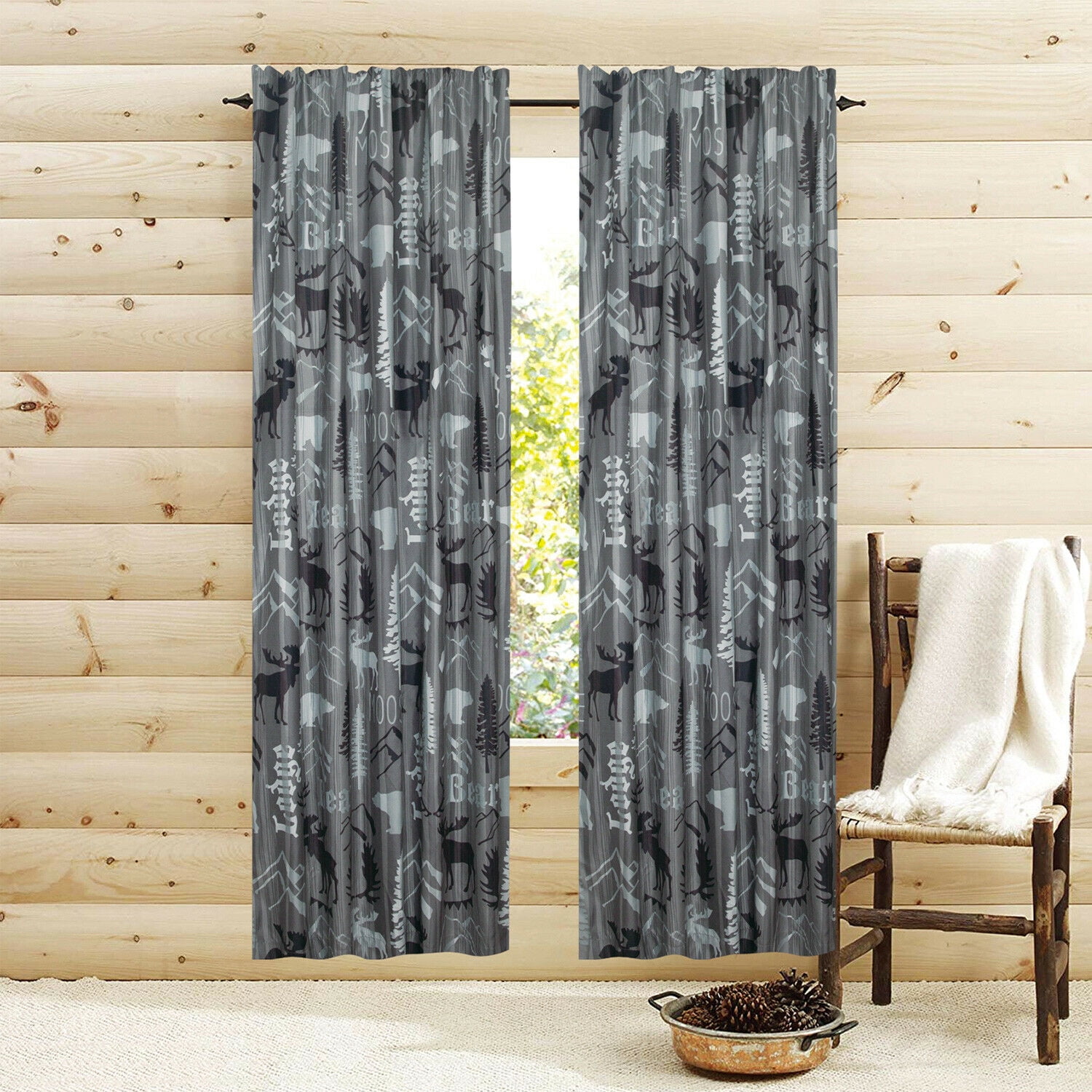 Modern Rustic,84" x 15"-NEW Cabin Lodge Wilderness Wooded Forest Window Valance 