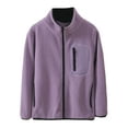 thumbnail image 3 of Huowey Big Boys Girls Winter Coats Full Zipper Up Solid Color Front Pockets Long Sleeve Jacket Fuzzy Wool Comfortable Lightweight Outwear For Youth Teens Windbreaker Warm Jacket,Purple,9-10 Years, 3 of 3