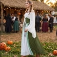 thumbnail image 6 of Renaissance Costume Women, Victorian Dress, Renaissance Dress Women, Womens Renaissance Costume, Women's Renaissance Medieval Costumes Dress Trumpet Sleeves Gothic Retro Gown, Army Green L, 6 of 7