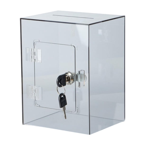 Caja de ahorro de dinero de acrílico con cerradura y llaves, caja de almacenamiento de monedas, ahorros transparentes gris