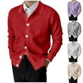 thumbnail image 4 of Outfmvch sweaters for men Fashion Casual Knit Yarn Lapel Button Sweater Cardigan Jacket womens tops mens sweaters Red, 4 of 8