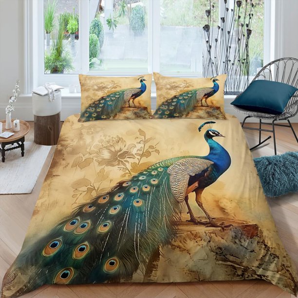 Juego de cama Beatuiful Animal Funda Nórdica King Retro Flores Plantas Fundas Nórdicas