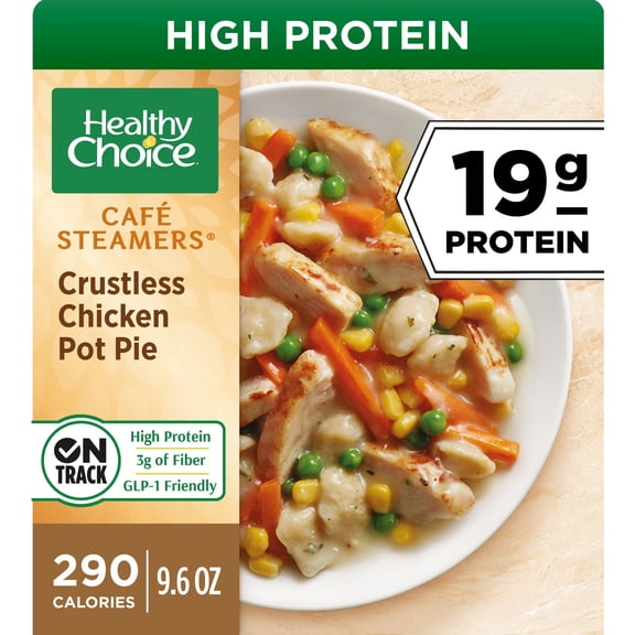 Healthy Choice Cafe Steamers Crustless Chicken Pot Pie, High Protein Frozen Meal, 9.6 oz. Bowl