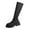 Black Low-Heeled Mid Calf Boots, variant on Women's High-Top Boots, Round Toe, Thick-Soled, Casual Stylish Footwear for Fall and Winter, Comfortable Elastic Long Boots