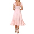 thumbnail image 3 of Vestido midi bohemio de tirantes con volantes y escote cuadrado para mujer INSPIRE CHIC en color rosa XL, 3 of 6