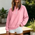 thumbnail image 2 of Horkkom Quarter Zip Pullover Women Long Sleeve Solid Color V Neck Sweatshirt Travel Daily Casual Tops, S-2XL, 2 of 8