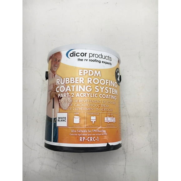 Dicor Corp. Roof Coating RP-CRC-1 Use With Dicor Cleaner/Activator; Covers 125 Square Feet; Non Insulating; White; 1 Gallon Can; Single