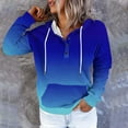 thumbnail image 3 of Scyoekwg Gradient Hoodies for Women Long Sleeve Hooded Sweatshirts Button Collar Drawstring Hoodies Casual Fall Fashion Pullover with Pocket (Blue,L), 3 of 6