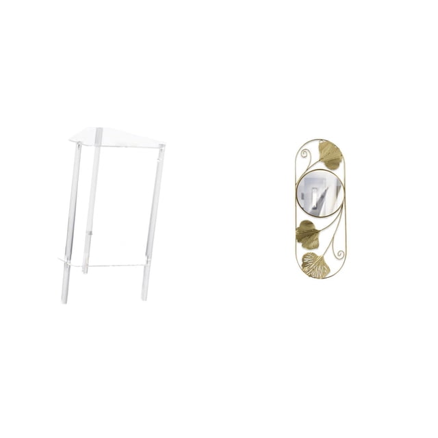 Mesita de noche,Mesa auxiliar de acrílico transparente,mesa auxiliar transparente de 2 niveles,Espejo de pared,Espejo decorativo nórdico para colgar en la pared,Espejos de pared de metal