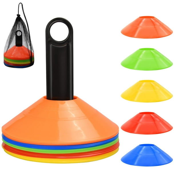 Paquete de 50 conos de fútbol ágiles con bolsas y soportes portátiles, adecuados para entrenamiento de fútbol, conos para entrenamiento deportivo, conos deportivos