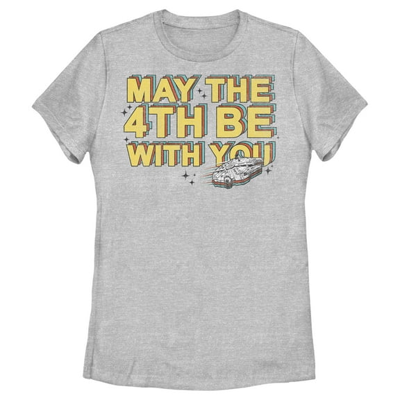 Women's Star Wars Millennium Falcon May the 4th Be With You Graphic Tee Athletic Heather Medium