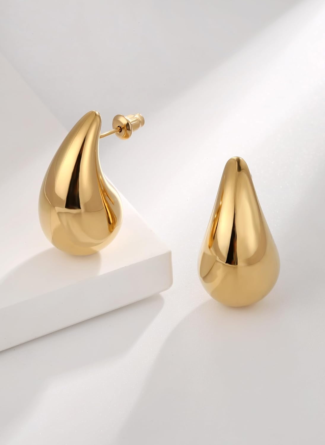 Chunky Best Gold Earrings for Women Teardrop Dupes Sizeable Drop Earrings 18K Gold Plated Statement Earrings Current Jewelry for Women[o330]
