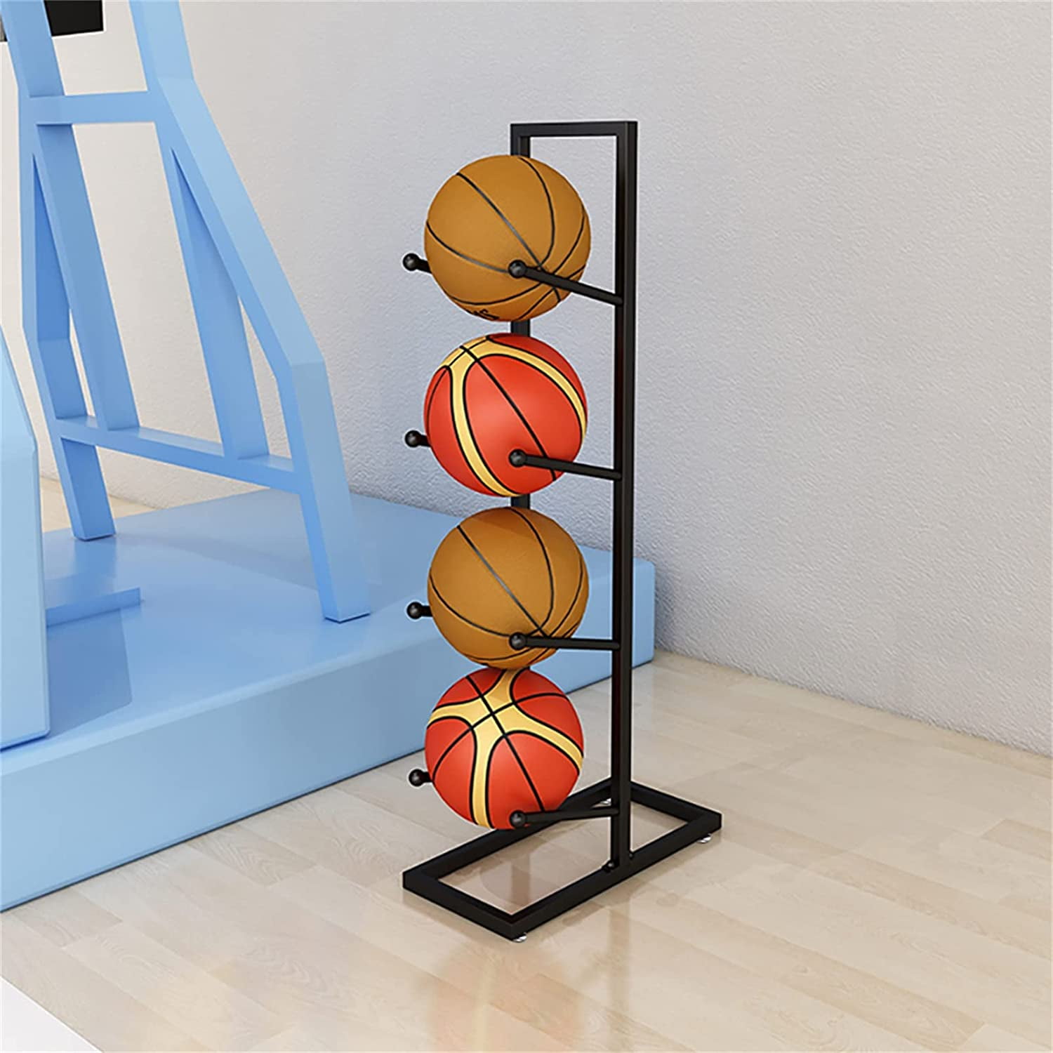 Miumaeov 4Tier Basketball Organizer Ball Storage Rack Equipment