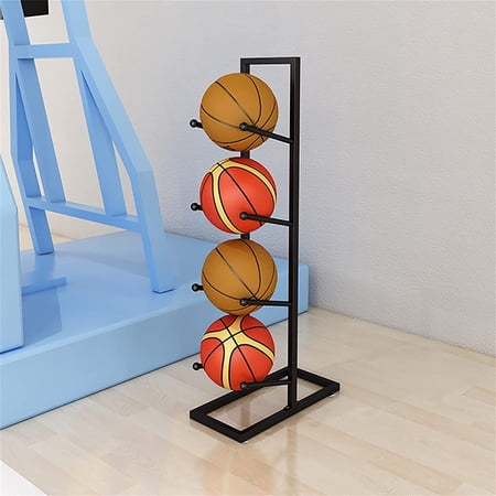 Miumaeov 4-Tier Basketball Organizer Ball Storage Rack Equipment Organizer Freestanding Garage Sport Display Stand for Playground Gym Schools (Single-Side)