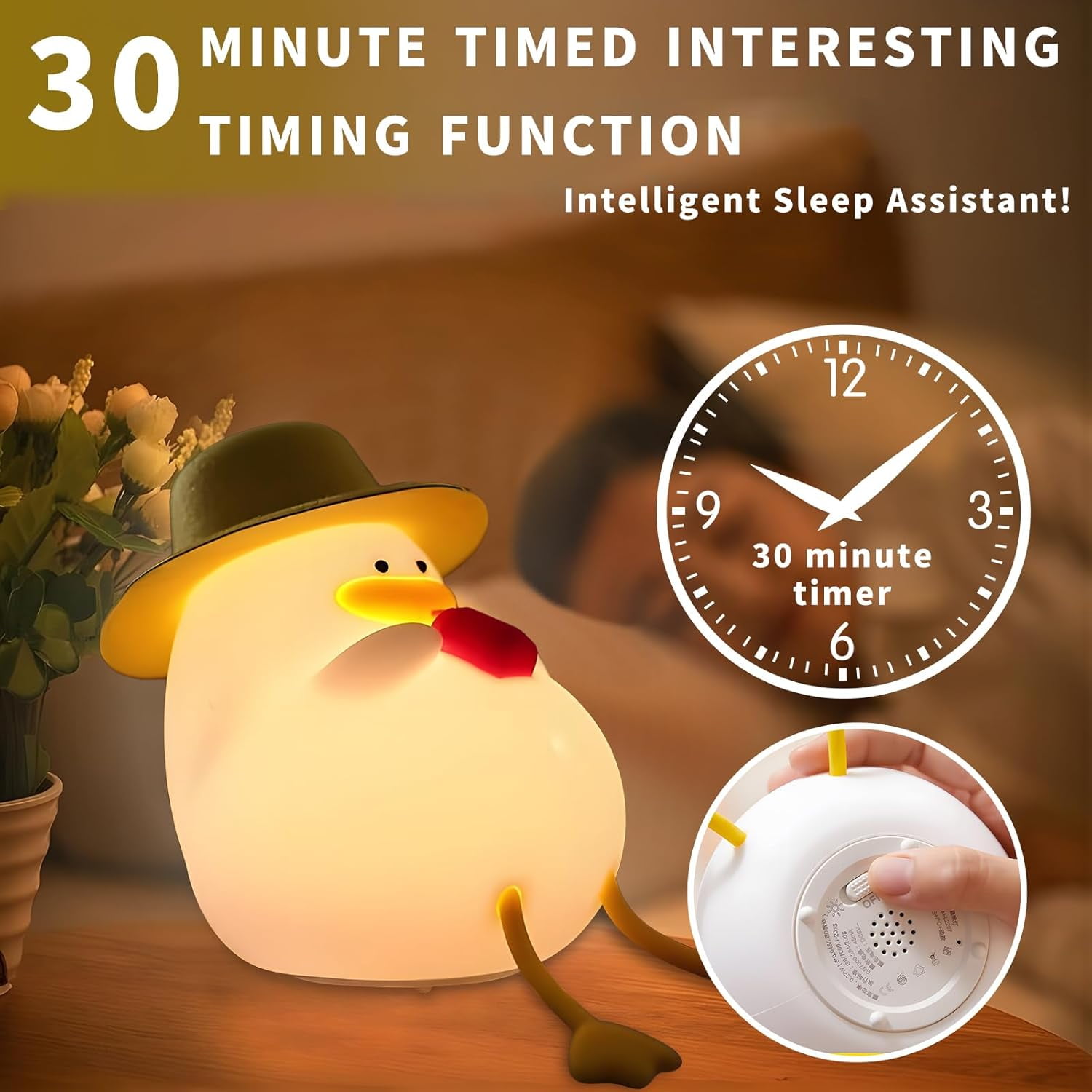 Duck Night Light for Kids, Cute Duck Touch Lamp for Bedrooms, Soft Silicone Rechargeable Nursery Nightlight for Classroom Decor Bedside Lamp Gifts for Baby Girls
