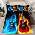 thumbnail image 2 of Manfei Blue Brown Guitsr Queen Sheet Sets,Music Theme Flat Sheet,Musical Instruments Queen Fitted Sheet For Kids,Ultra Soft Home Decor,4 Pieces, 2 of 7