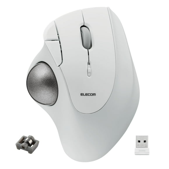 Trackball ELECOM Ergonomic Comfort IST inalámbrico de 2,4 GHz, color blanco