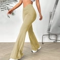 thumbnail image 4 of Pantalones largos ligeramente acampanados con cintura en V para mujer, ideales para el verano, 4 of 8