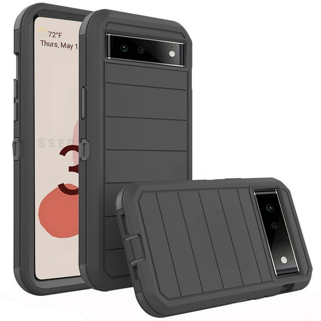 Asuwish Compatible with Google Pixel 6 Phone Case Hybrid Rugged Shockproof Hard Protective Drop Proof Full Body Heavy Duty Mobile Cell Cover for Pixel6 Pixle Six Women Men Black