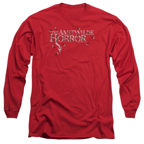 Amityville Horror Flies Long Sleeve Adult 18/1 T-Shirt Red