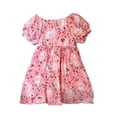 thumbnail image 4 of HAOTAGS Girls Floral Dresses Ruffled Sleeve Square Neck Party Birthday Kids Summer Smock Sundress Multicolor Size 2, 4 of 5