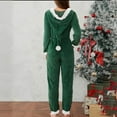 thumbnail image 5 of Feancey Onesie Pajamas for Women Plush Hooded Christmas Onesies Winter Fuzzy Fleece Pj Rompers Adult Casual One Piece Jumpsuits with Pockets Green S, 5 of 9
