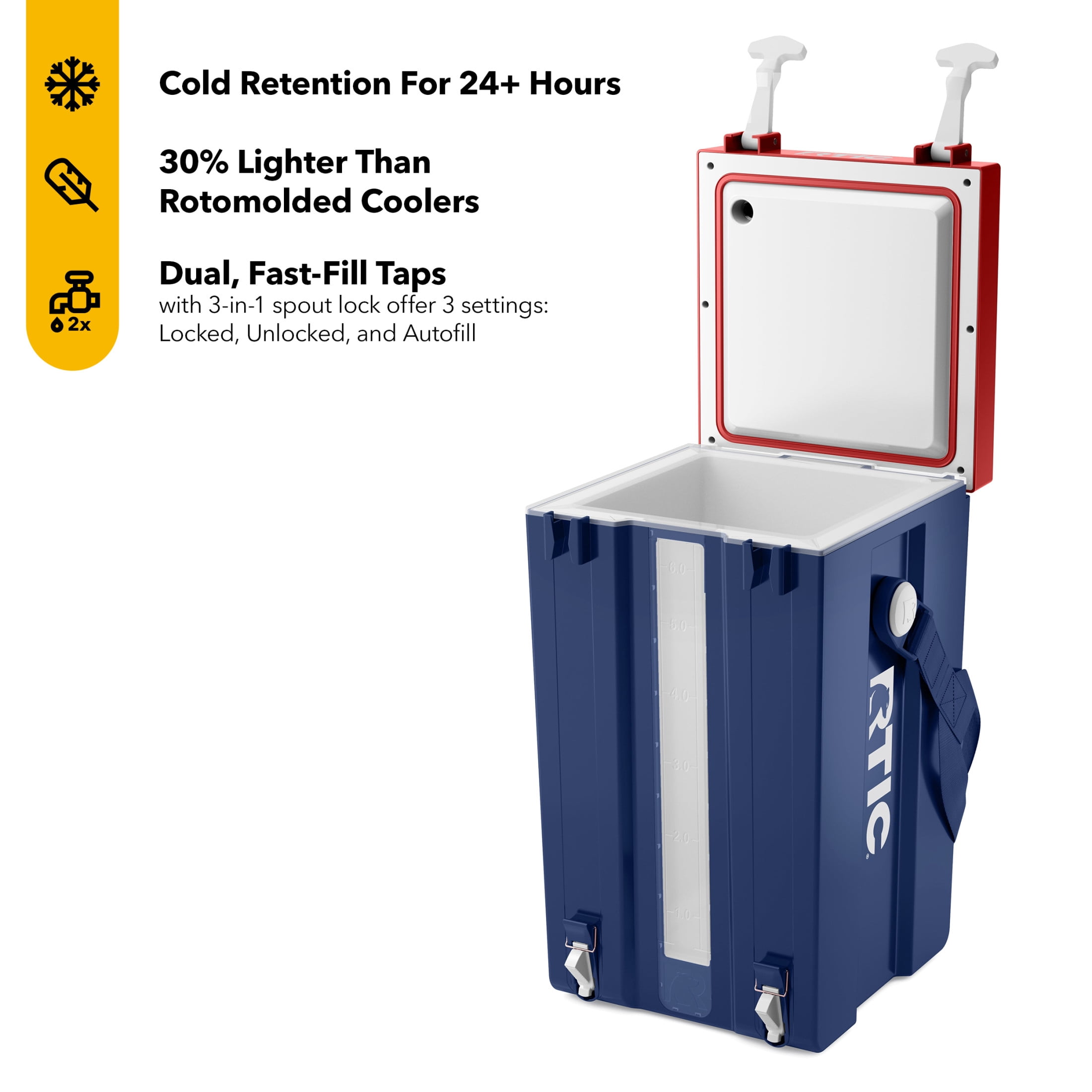 RTIC Halftime Water Cooler, 6 Gallon Hard-Sided Patriot Water